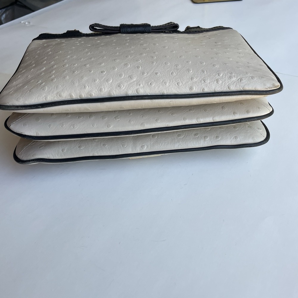 Kate Spade New York Darcy Road Trip Cream‎ Shoulder Satchel Bag Ostrich Embossed - Picture 4 of 16